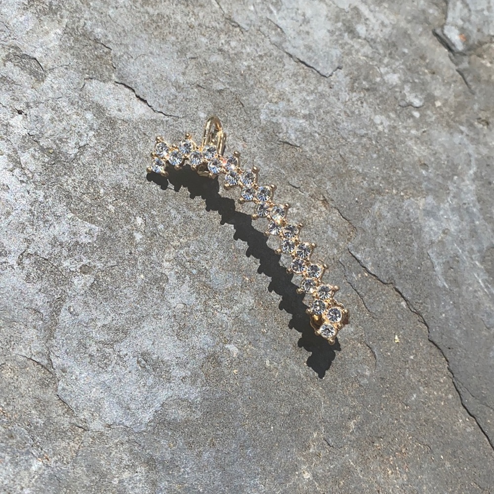 Gold Rhinestone Ear Climber - Picture 2 of 6